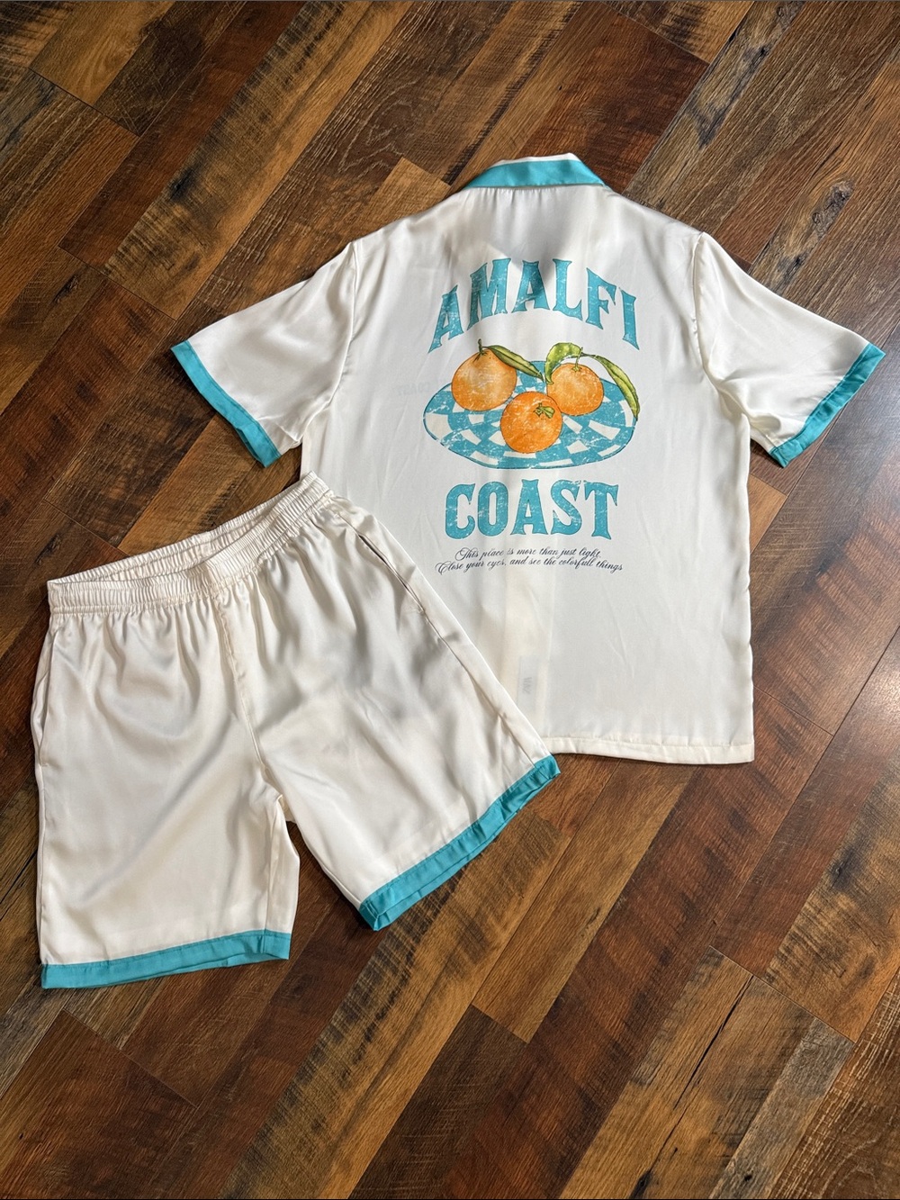 NWT Zara Amalfi Coast Satin Matching Set Shirt & Shorts Size Small